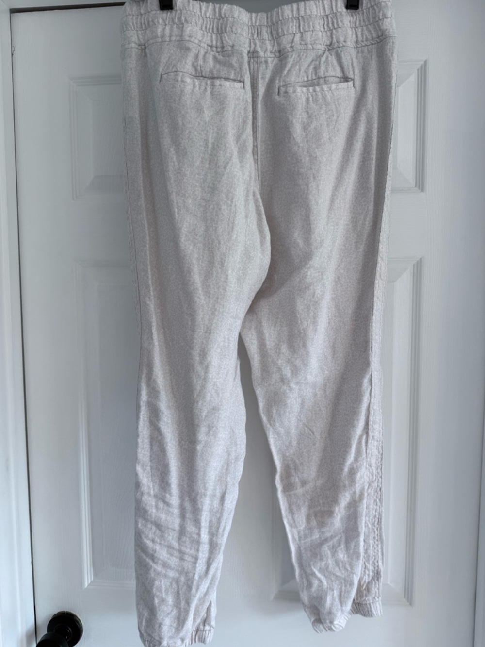 Athleta Cabo Linen Jogger Pants Beige Drawstring Ankle Size 10 - Picture 3 of 8